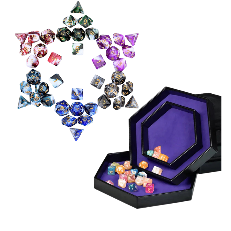 Luxe dice tray met opberg rand 6 hoeken